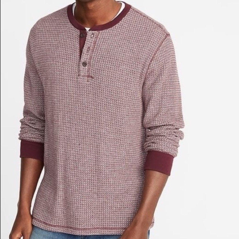 Old Navy Soft Washed Waffle Knit Henley Thermal Long Sleeve Shirt Layering XXL